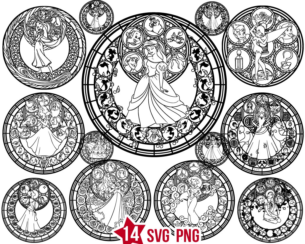 Disney Princess Mandala Outline Svg Bundle Boxmediart Svg Cut Files