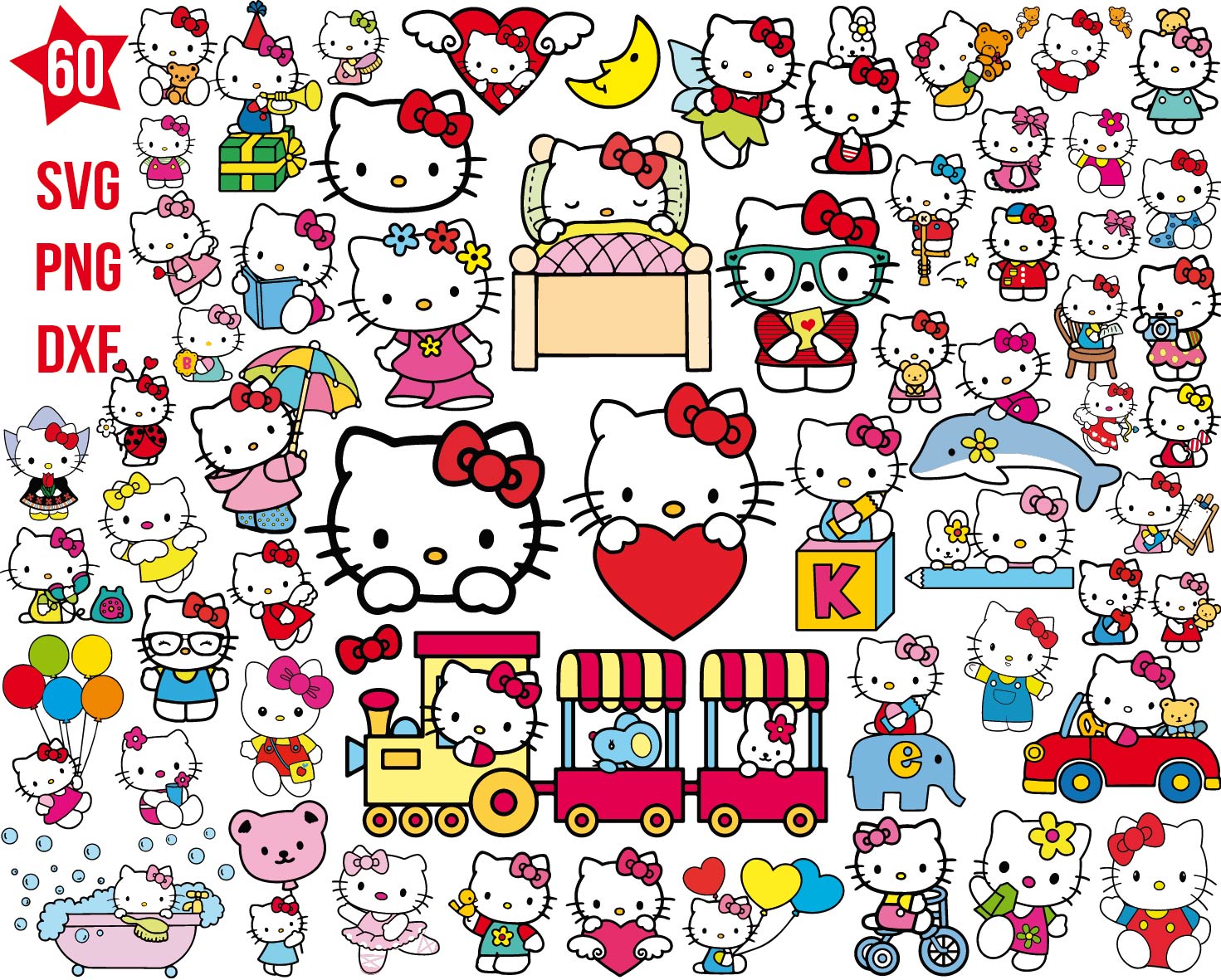Hello Kitty svg, Hello Kitty png, Hello Kitty dxf, Hello Kitty cricut