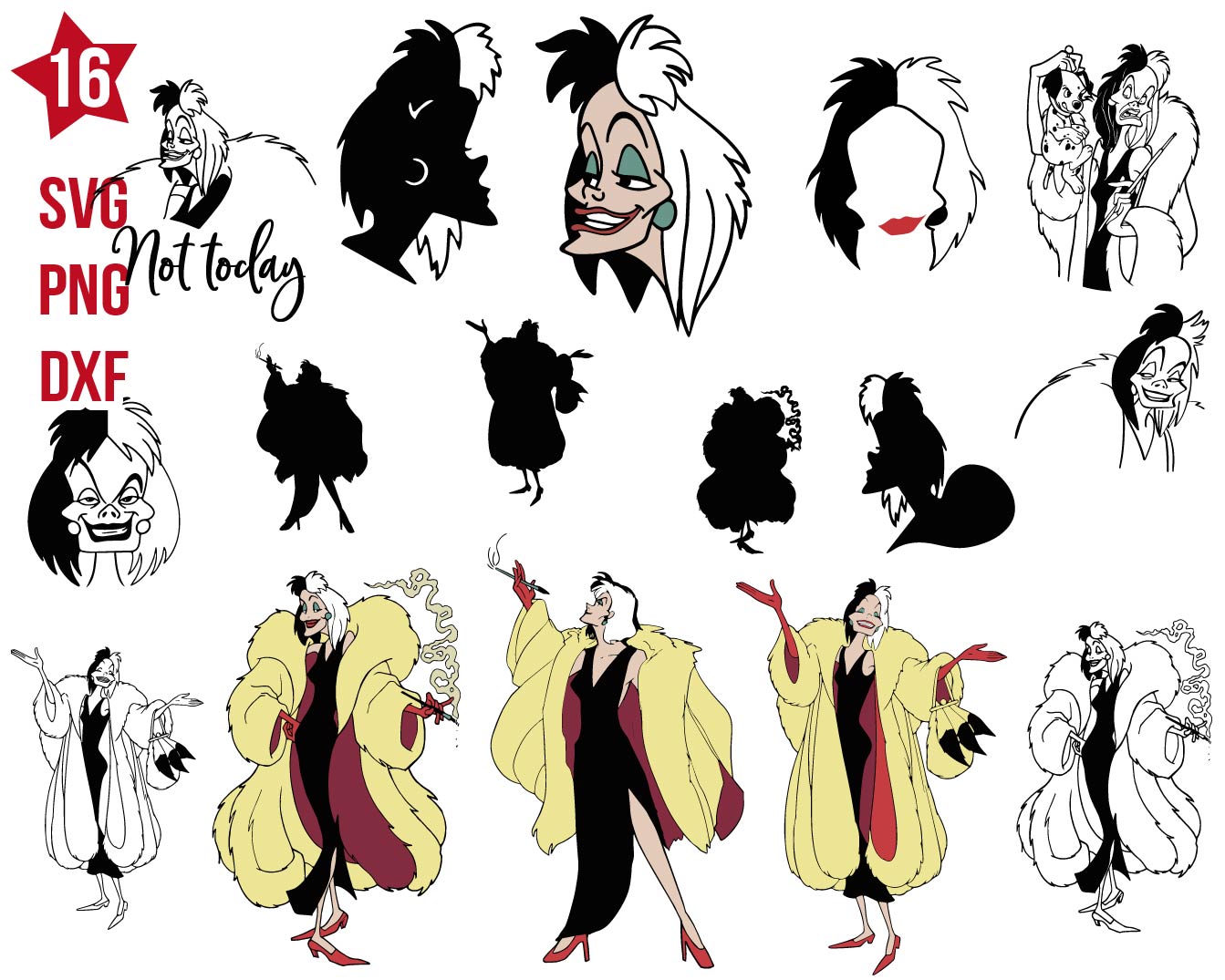 Cruella de Vil svg, Cruella de Vil png, Cruella de Vil dxf, Cruella svg