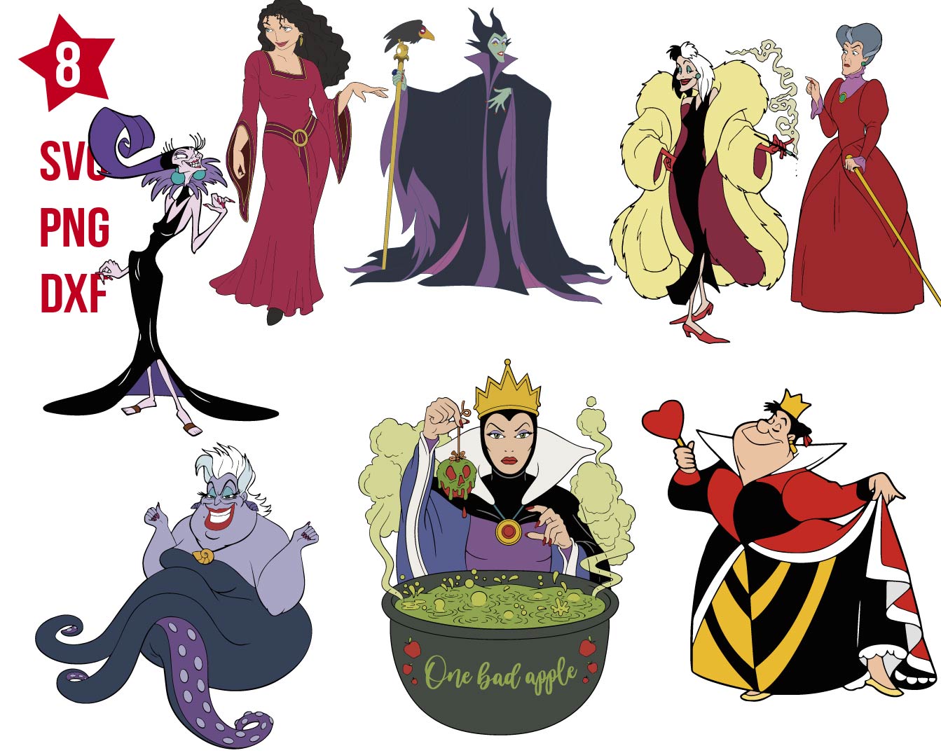 Disney Villains Characters svg, Disney Villains Characters png, Disney ...