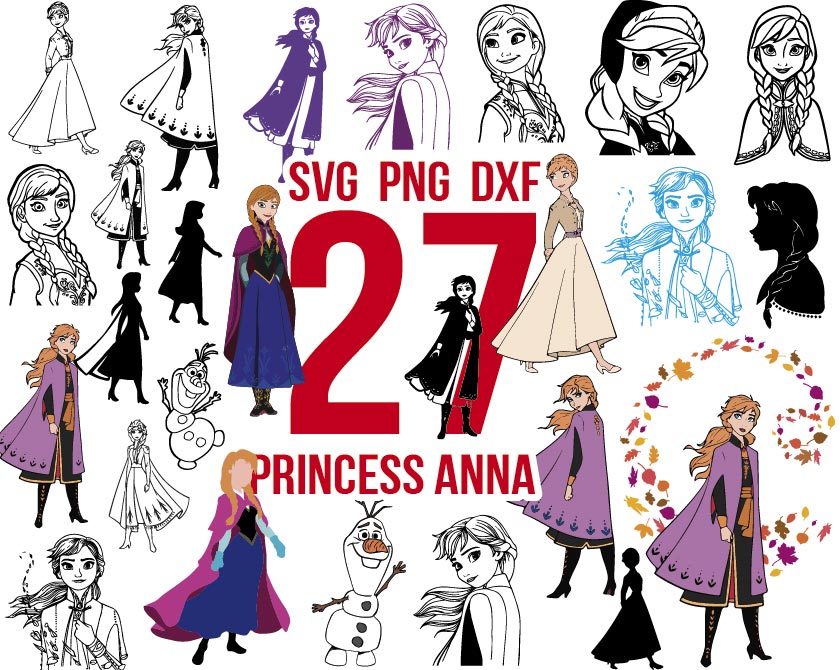 Princess Anna svg, Princess Anna png, Princess Anna dxf, Disney ...