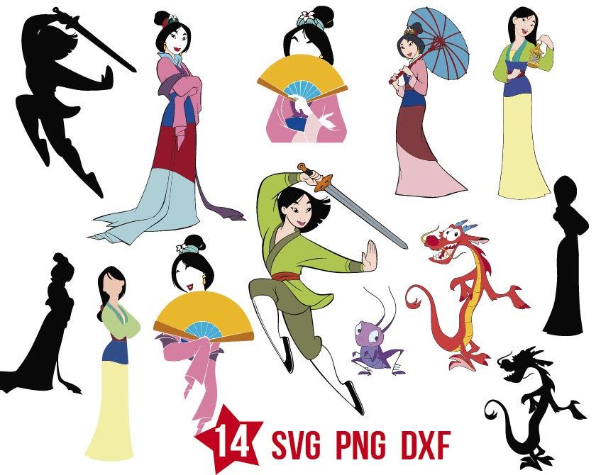 Princess Mulan svg, Mulan svg, Mulan png, Mulan dxf, Mushu svg, Disney