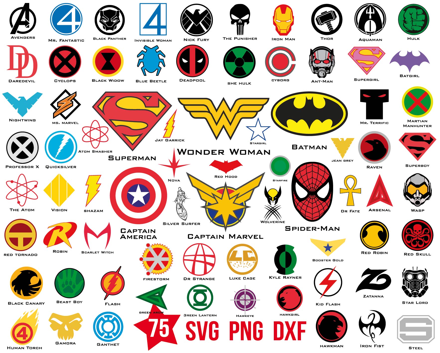 Superhero logo svg, Superhero logo png, Superhero logo dxf, Superhero