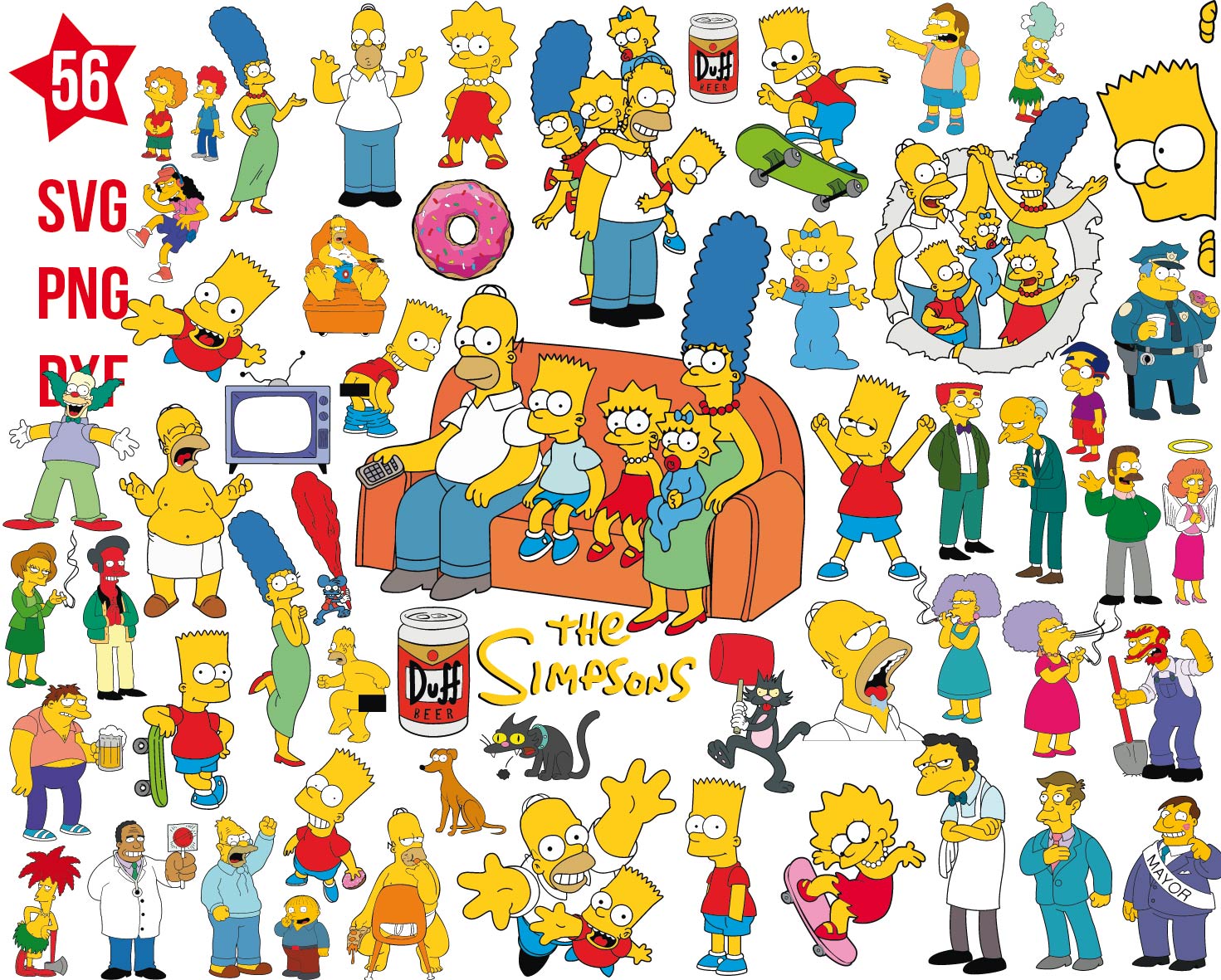 The Simpsons svg, The Simpsons png, Bart Simpson svg, Family svg bundle