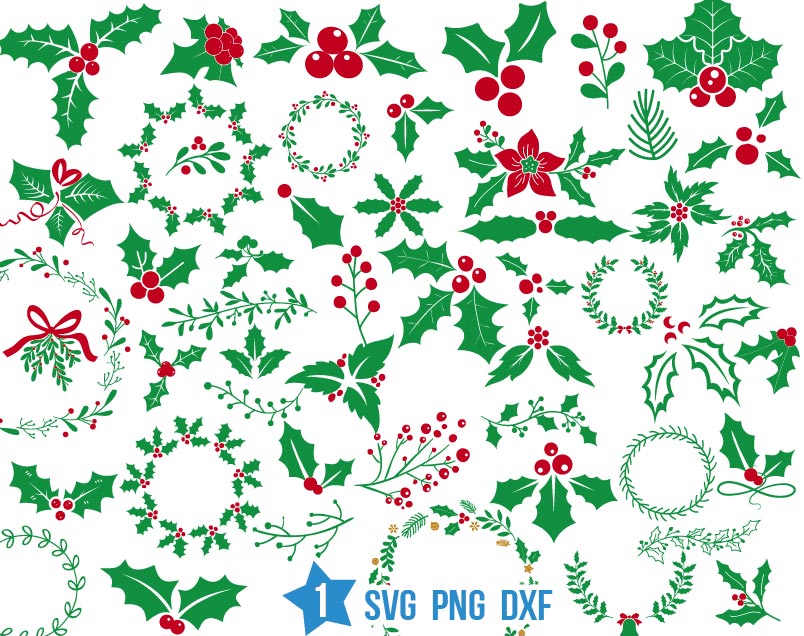 Christmas Leaves Svg, Christmas Holly, Holly Leaves 