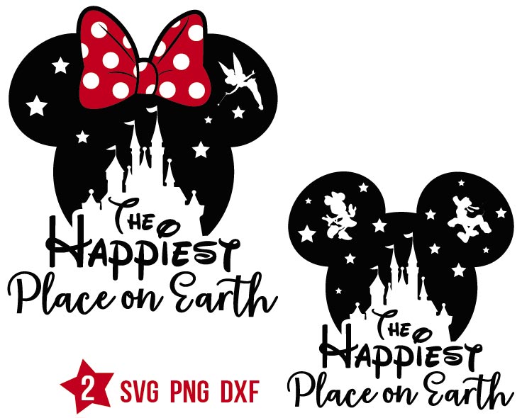 The Happiest Place On Earth Svg, Disney Vacation Svg, Minnie Head 