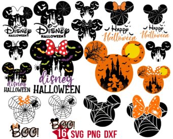 Minnie Mickey Halloween Silhouette Svg Bundle