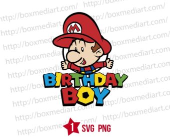 Baby Super Mario Birthday Boy Svg