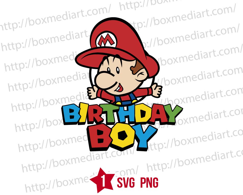 Baby Super Mario Birthday Boy Svg | BOXMEDIART Svg Cut Files and Designs