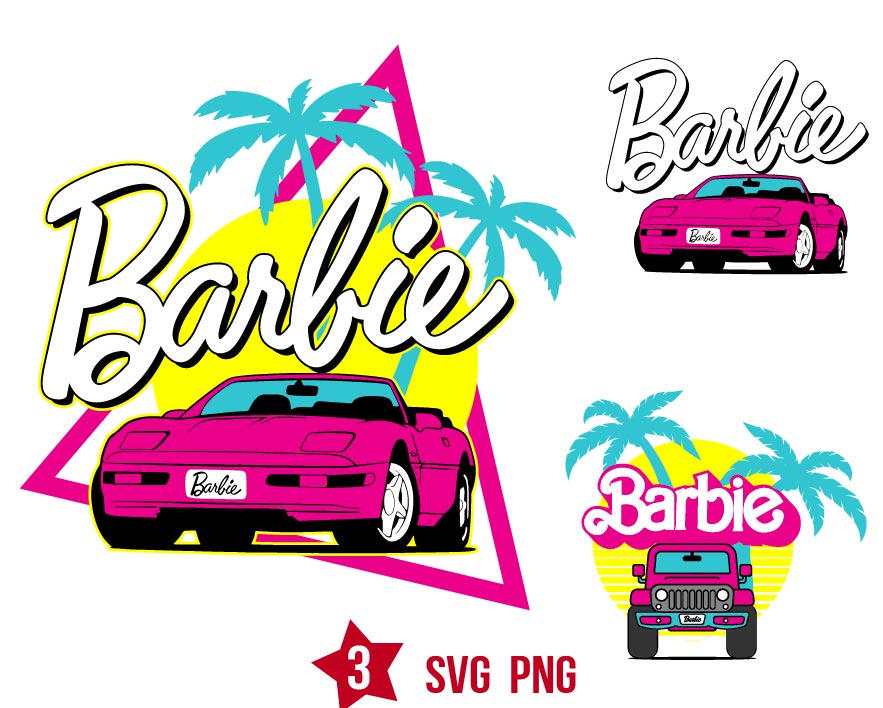 Barbi Car Svg, Princess Barbie Malibu Svg Png
