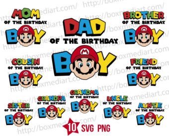 Birthday Boy Super Mario Bros Svg Png Pack