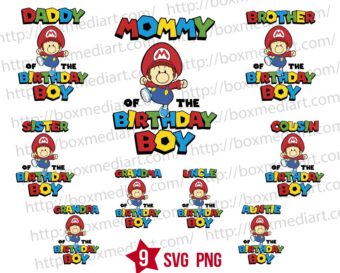 Bundle Baby Super Mario Bros Birthday Svg Png