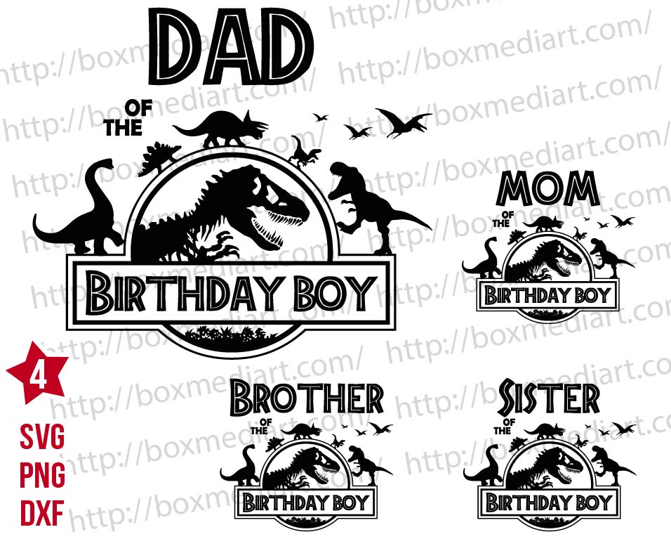 Bundle Birthday Dinosaur Boy Family Silhouette Svg Png