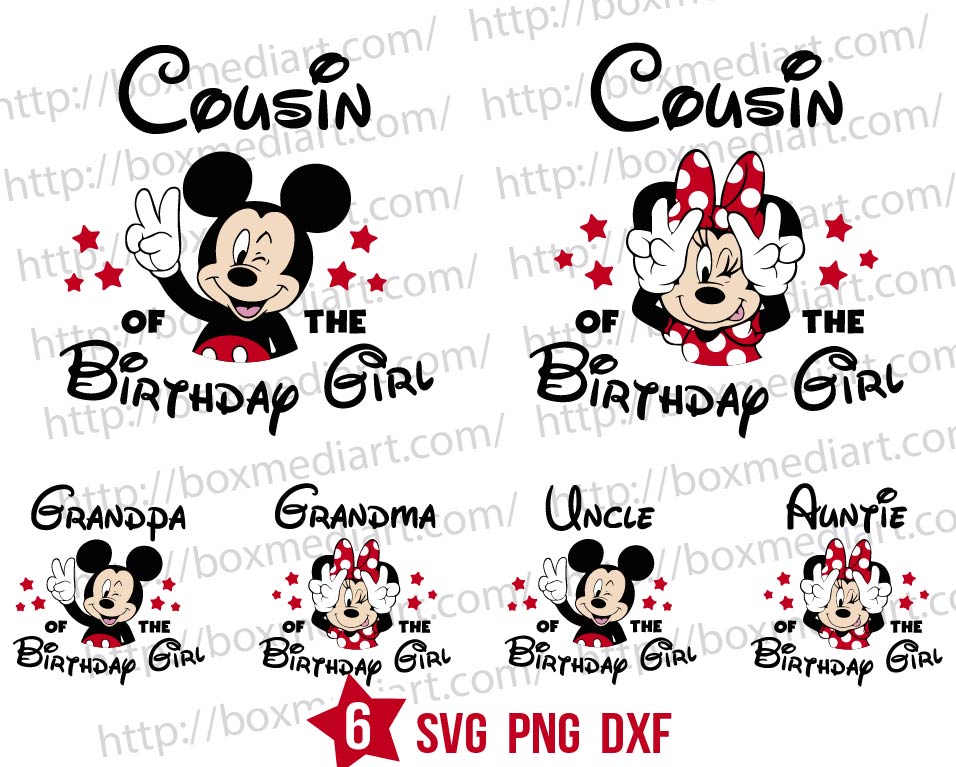 Bundle Birthday Girl Minnie Mouse Family Svg Png