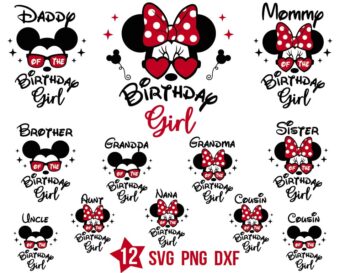 Bundle Minnie Birthday Girl Family Svg Png