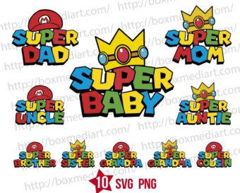Bundle Super Baby Birthday Girl Svg, Mario Birthday Svg Png