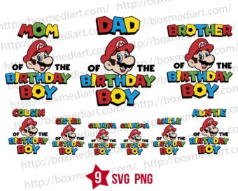 Bundle Super Mario Bros Birthday Boy Family Svg Png
