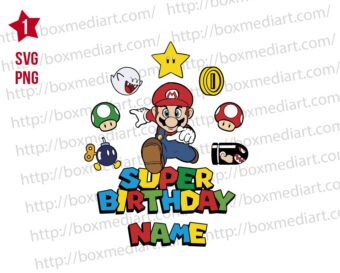 Custom Name Birthday Super Mario Jumping Svg