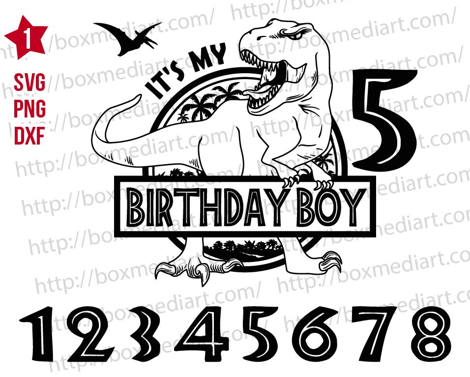 Custom Name It's My Birthday Boy Dinosaur Rex Svg Template
