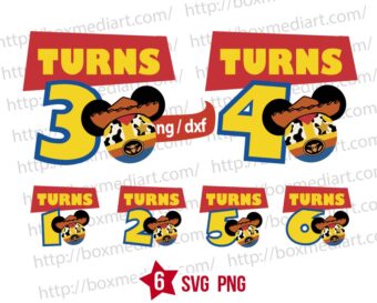 Custom Name Turns 1st to 8th Toy Story Birthday Svg Bundle