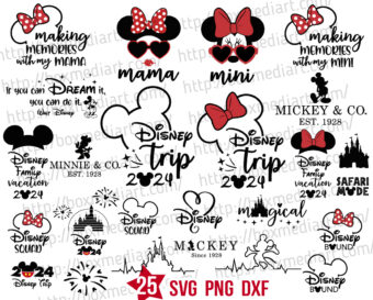 Disney Family Vacation 2024 Svg Png Bundle, Mickey Friends Squad Svg, Magical Kingdom Svg
