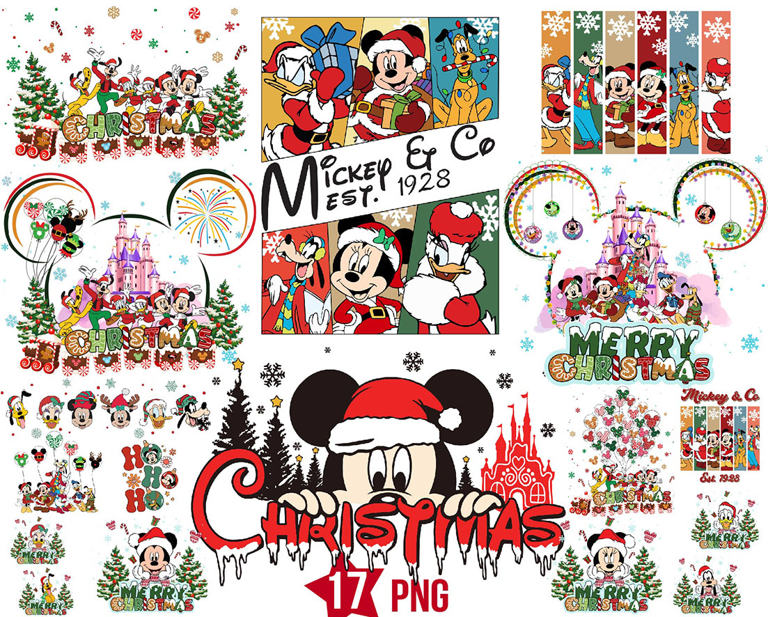 Disney Mouse Christmas Holiday Season Png Bundle | BOXMEDIART Svg Cut ...