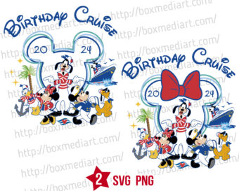 Mickey Birthday Cruise 2024 Svg Png, Disney Family Cruise Trip 2024 Svg