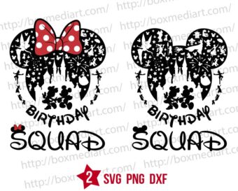 Mickey Birthday Squad Svg, Magical Kingdom Characters Svg Png