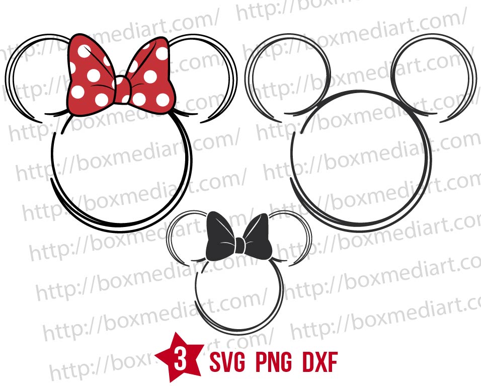 Mickey Head Outline Svg, Minnie Ears Outline Svg Png