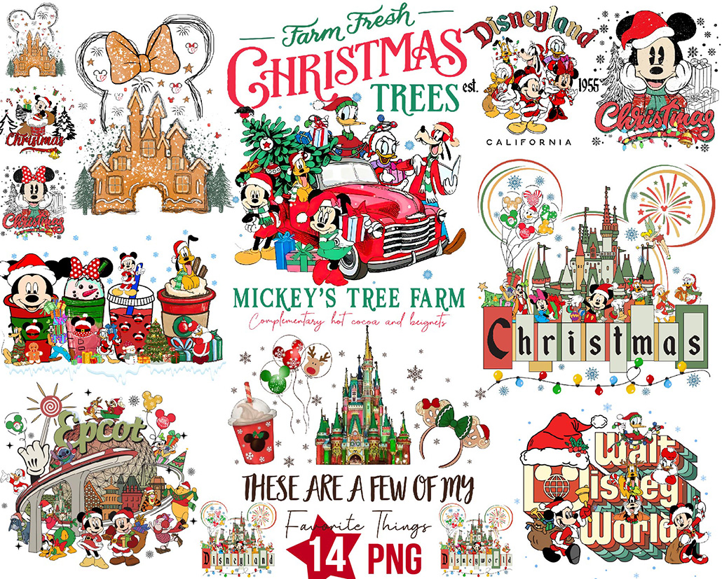 Mickey Merry Christmas Png Bundle for Sublimation | BOXMEDIART Svg Cut ...