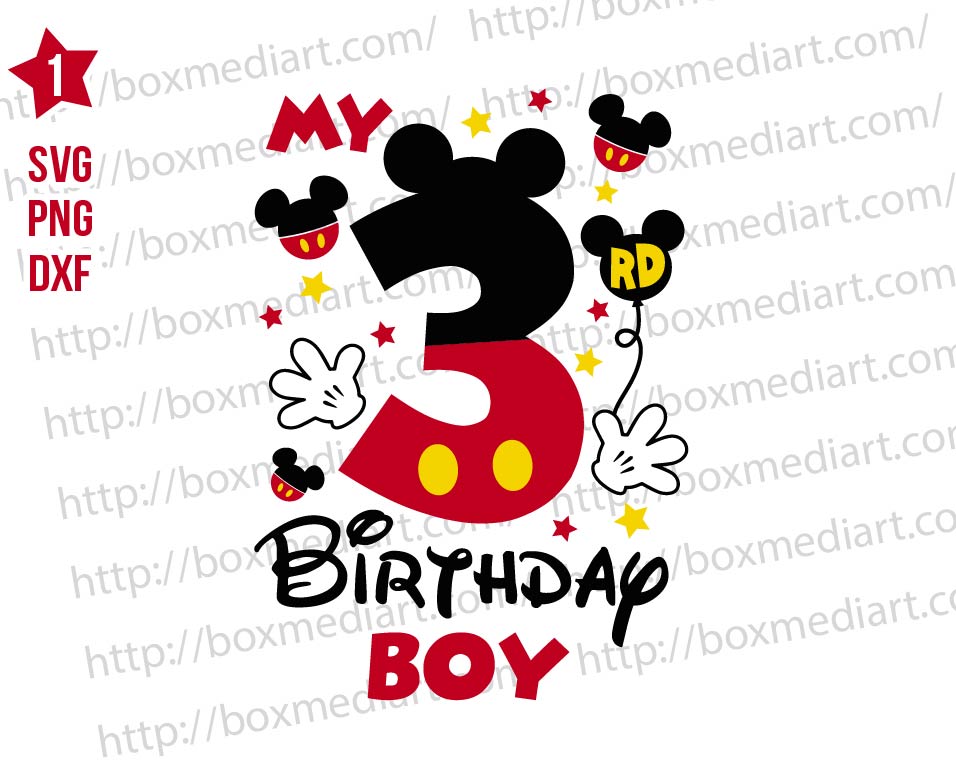 Mickey My 3rd Birthday Boy Svg Png