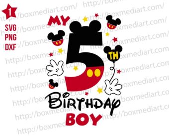 Mickey My 5th Birthday Boy Svg Png