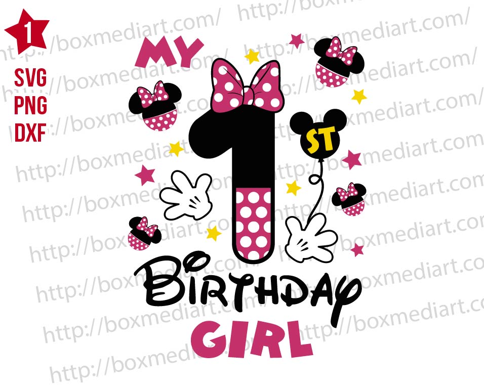 Minnie My 1st Birthday Girl Svg Png | BOXMEDIART Svg Cut Files and Designs