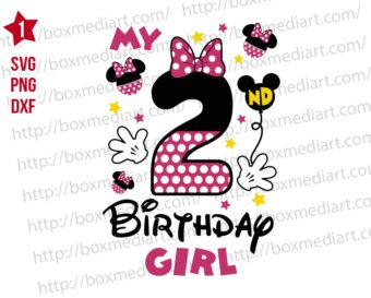 Minnie My 2nd Birthday Girl Svg Png