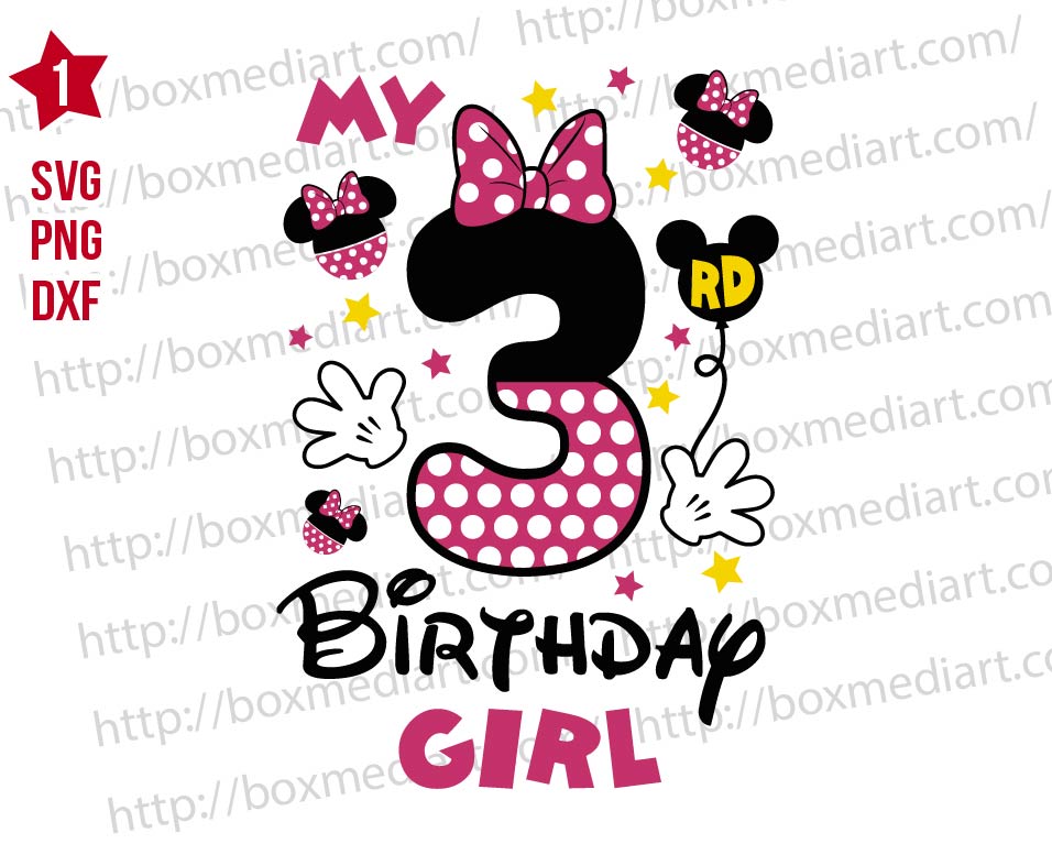 Minnie My 3rd Birthday Girl Svg Png