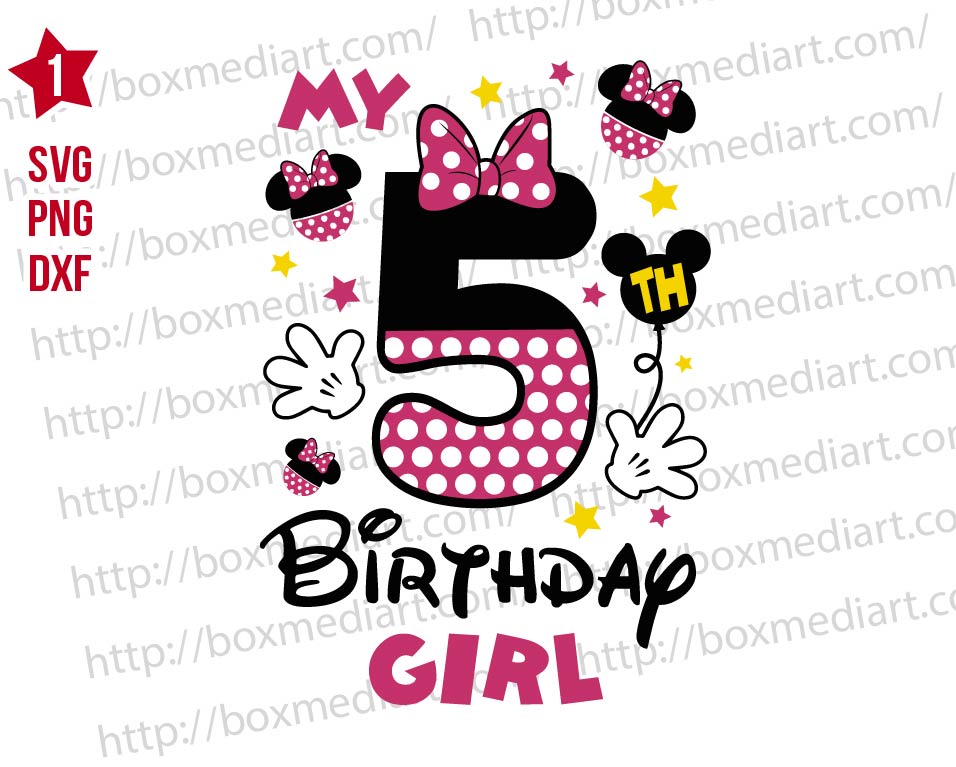 Minnie My 5th Birthday Girl Svg Png