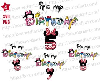Mouse Clubhouse It's My Birthday Girl 5th to 8th Svg Bundle
