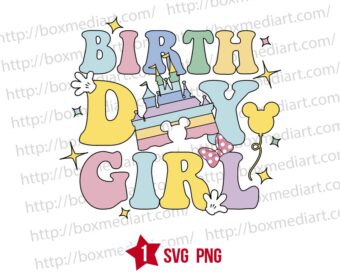 Mouse Magic Castle Birthday Girl Svg Png