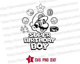 Super Birthday Boy Mario Bros Outline Svg Png