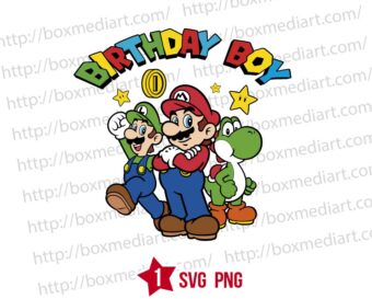 Super Birthday Boy Mario Luigi Svg Png