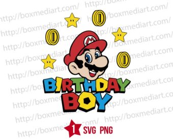 Super Game Birthday Mario Head Svg Png