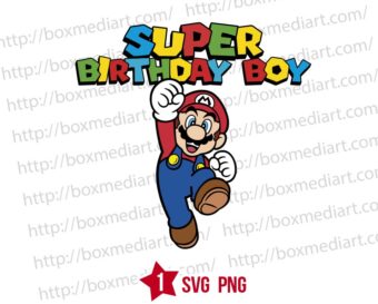 Super Mario Gaming Online Birthday Boy Svg Png Pack