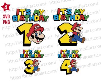 Super Mario It's My Birthday 2nd to 4th Svg Bundle