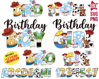 Toy Story Birthday Design Svg Bundle, Toy Story font Svg
