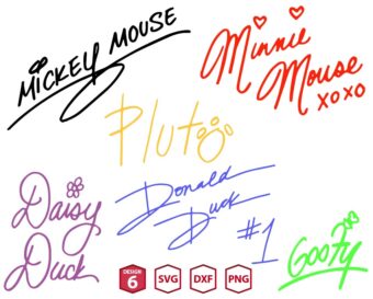 Mickey friends Autographs Svg Png, Mouse Signatures Svg