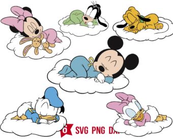 Baby Sleeping Mickey Friends Svg Bundle, Baby Mouse Svg Png