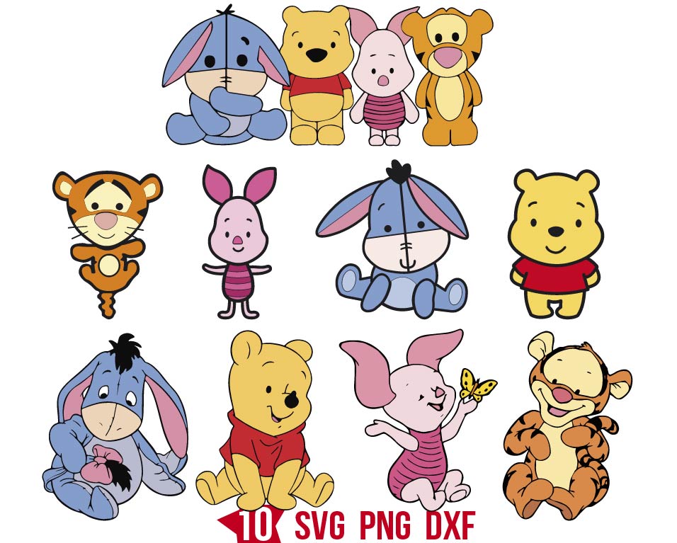 Baby Winnie The Pooh Friends Svg Png | BOXMEDIART Svg Cut Files and Designs