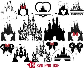 Bundle Disney Castle Svg Png, Magic Castle Silhouette Svg Png