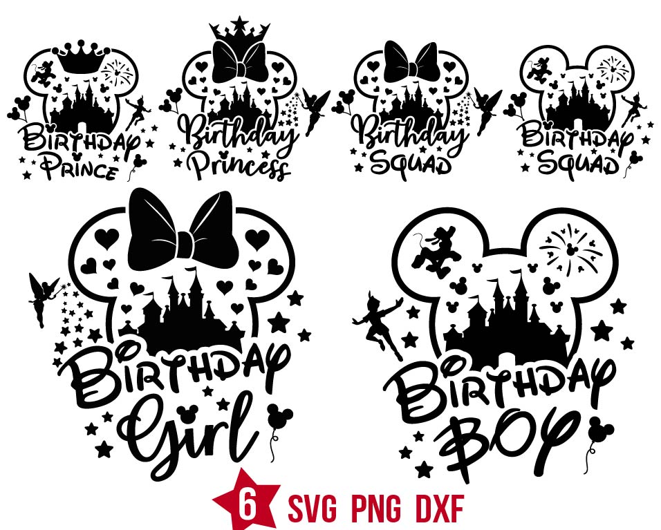 Bundle Mickey Birthday Silhouette Svg Png | BOXMEDIART Svg Cut Files ...