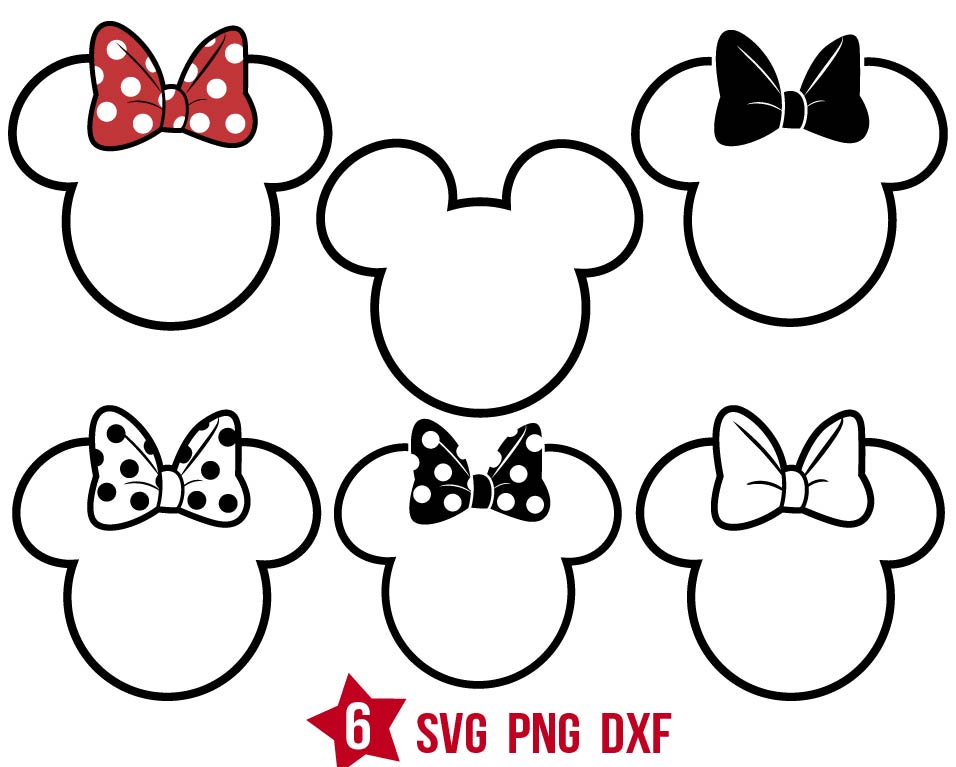 Bundle Mickey Mouse Heads Outline Svg Png 